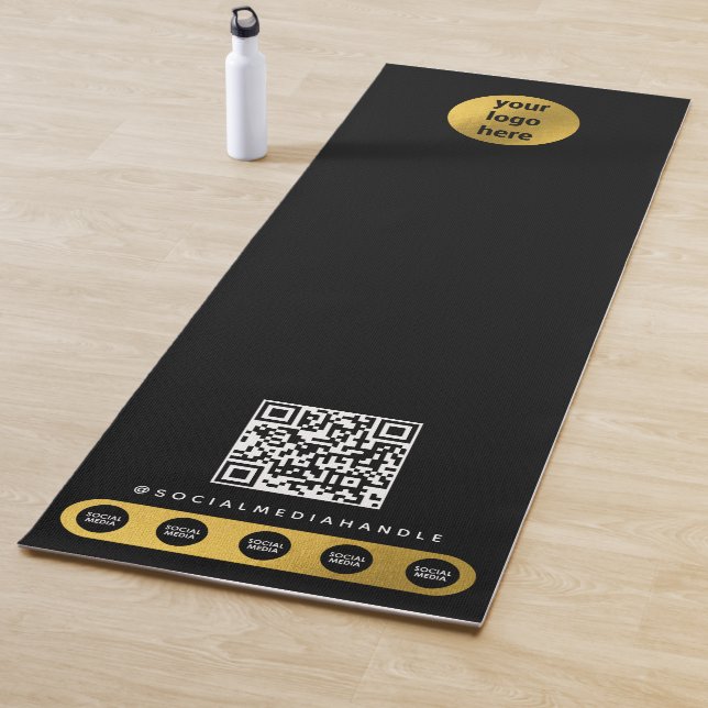 Business Logo Social Media QR Code Yoga Studio Yoga Mat (In Situ)