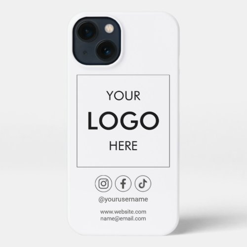 Business Logo Social Media White iPhone 13 Case