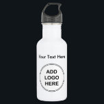 Business Logo Stainless Steel Water Bottle<br><div class="desc">Add your logo business promotional water bottles with logo template you can replace with your own business logo or graphic to promote your brand and advertise it everywhere you go. Customize the text template with your company name, slogan, or business motivational message to make your own. Supply one to every...</div>