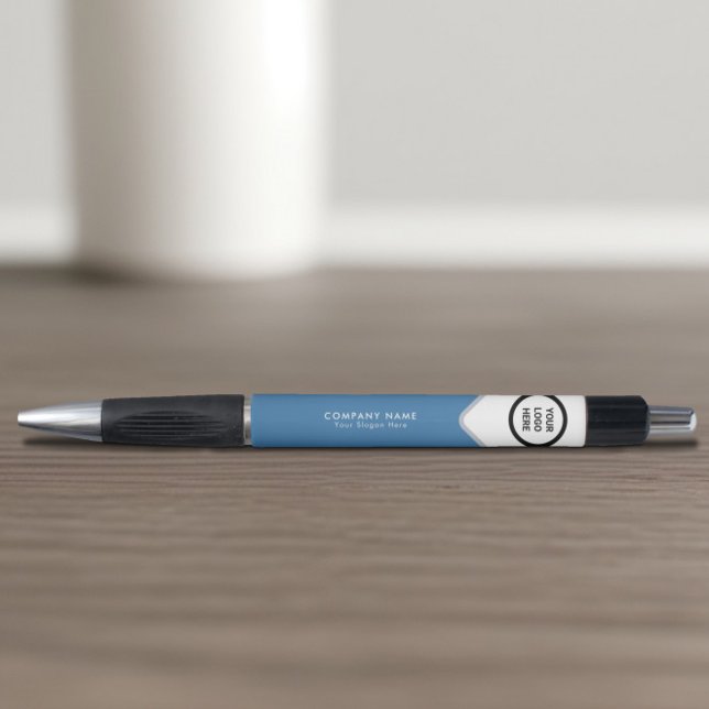 Business Logo Steel Blue Promo Corporate Swag Pen (Creator Uploaded)