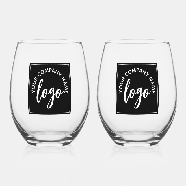Business Logo  Stemless Wine Glass (Front)