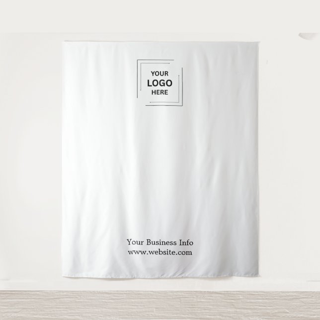 Business Logo | Step and Repeat Gray Photo  Tapestry (Front)