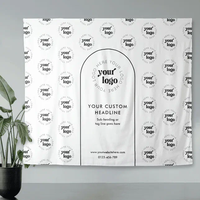 Repeat Pattern Logo Backdrop Business Logo Step Repeat Arch Backdrop Banner | Zazzle