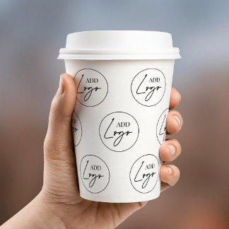Business Logo Step Repeat Pattern Branded Custom Paper Cups