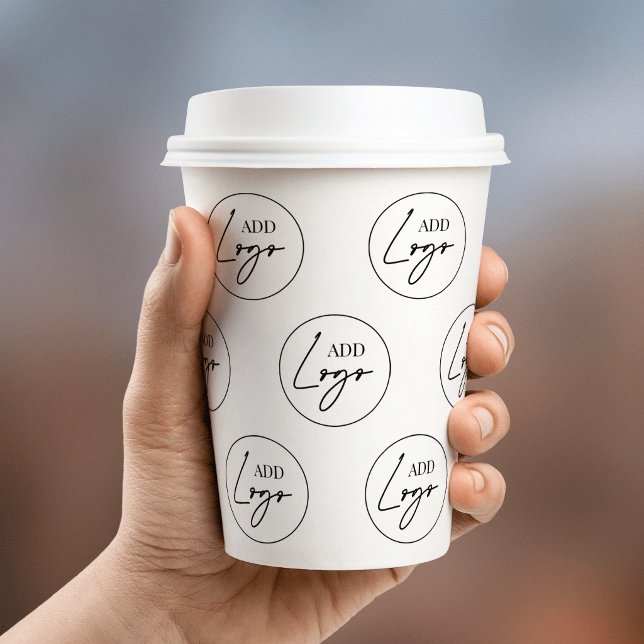 Business Logo Step Repeat Pattern Branded Custom Paper Cups (Creator Uploaded)