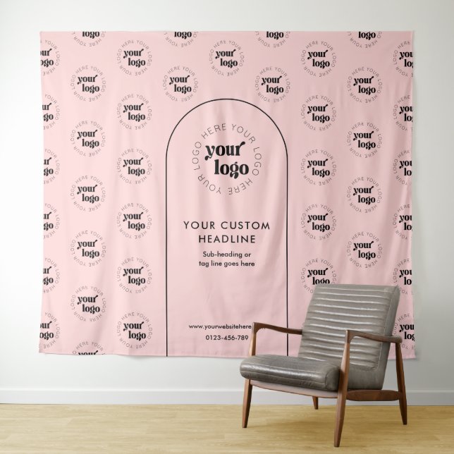 Business Logo Step Repeat Pink & Black Backdrop (In Situ (Horizontal))