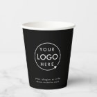 Business Logo | Stylish Black Modern Professional Paper Cups | Zazzle