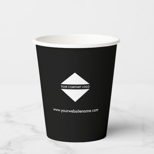 Business Logo Stylish Minimalist Black Paper Cups