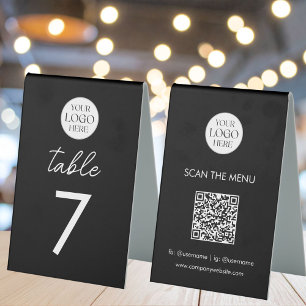Business Logo Table Number Menu QR Code Modern Tent