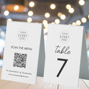 Business Logo Table Number Menu QR Code Modern Tent