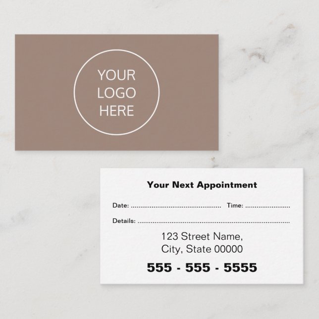 Business Logo Taupe Appointment Card (Front/Back)