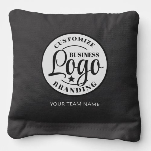 Business Logo  Team Name Custom Black  White Cornhole Bags