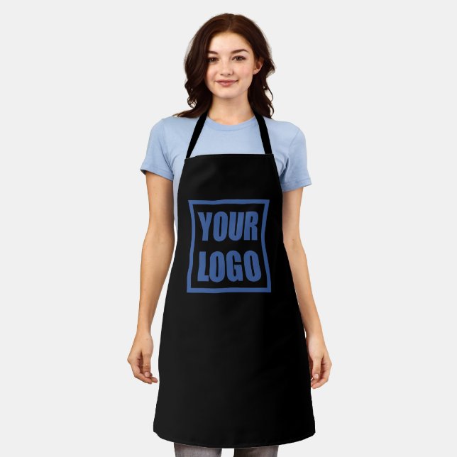 Business Logo Template Apron Black (Worn)