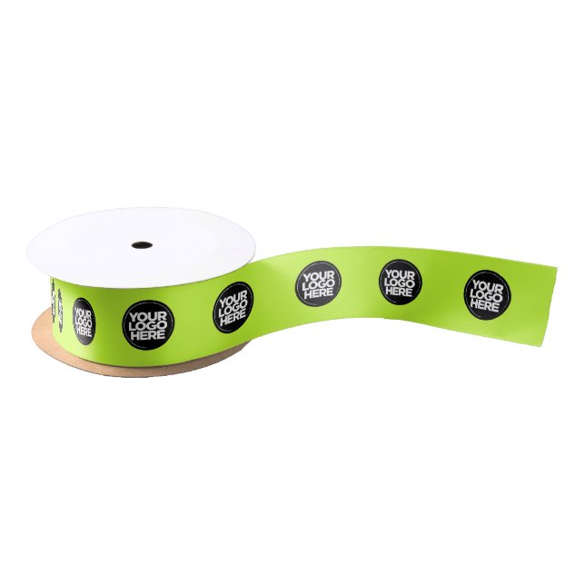 Business Logo Template Custom Acid Green Satin Ribbon (Spool)