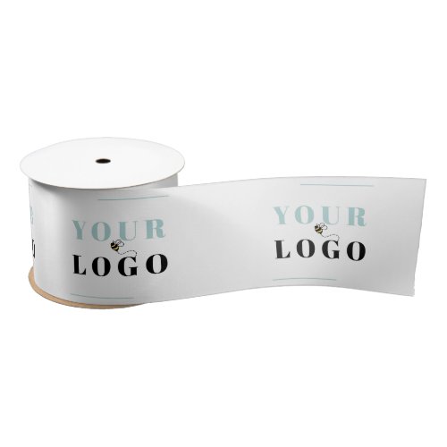 Business Logo Template Custom White Wide Satin Ribbon