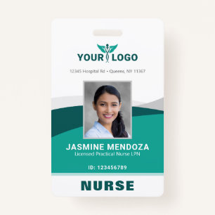 Business Logo Template Teal Employee Photo Name ID Badge
