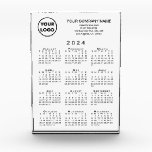 Business Logo Text 2024 Calendar Desktop Acrylic Award<br><div class="desc">Professional acrylic block desktop calendar features your logo, company name, and business contact information in black text over a black 2024 calendar on a white background. Add your logo, company name, and custom text (website, phone number, address, slogan, or other message) in the sidebar. Your logo can be any shape...</div>