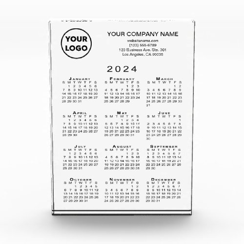 Business Logo Text 2024 Calendar Desktop Acrylic Award