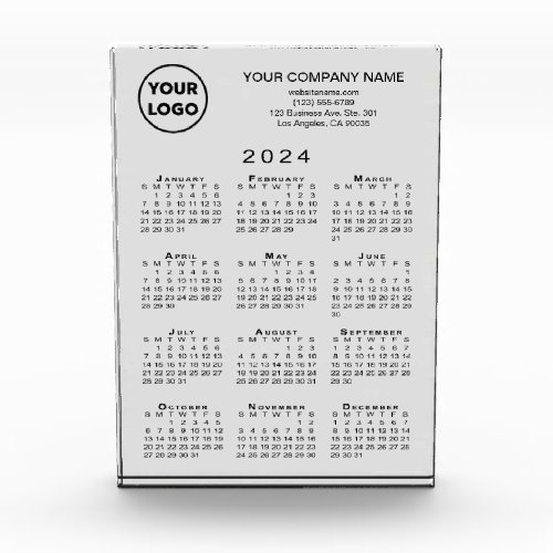 Business Logo Text 2024 Calendar Gray Desktop Acrylic Award