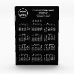 Business Logo Text 2025 Calendar Black Desktop Acrylic Award<br><div class="desc">Professional black acrylic block desktop calendar features your logo, company name, and business contact information in white text over a white 2025 calendar. Add your logo, company name, and custom text (website, phone number, address, slogan, or other message) in the sidebar. Your logo can be any shape. White or light...</div>