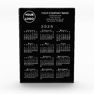 Business Logo Text 2025 Calendar Black Desktop Acrylic Award