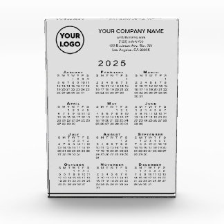 Business Logo Text 2025 Calendar Gray Desktop Acrylic Award
