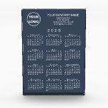 Business Logo Text 2025 Calendar Navy Blue Desktop Acrylic Award<br><div class="desc">Professional navy blue acrylic block desktop calendar features your logo, company name, and business contact information in white text over a white 2025 calendar. Add your logo, company name, and custom text (website, phone number, address, slogan, or other message) in the sidebar. Your logo can be any shape. White or...</div>