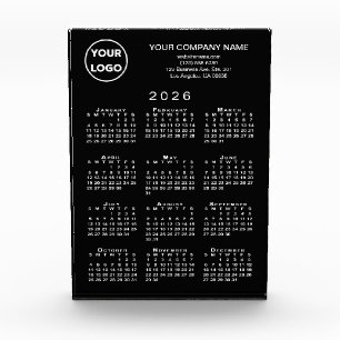 Business Logo Text 2026 Calendar Black Desktop Acrylic Award
