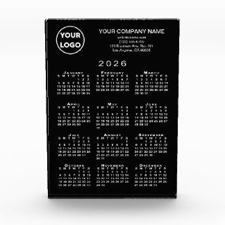 Business Logo Text 2026 Calendar Black Desktop Acrylic Award