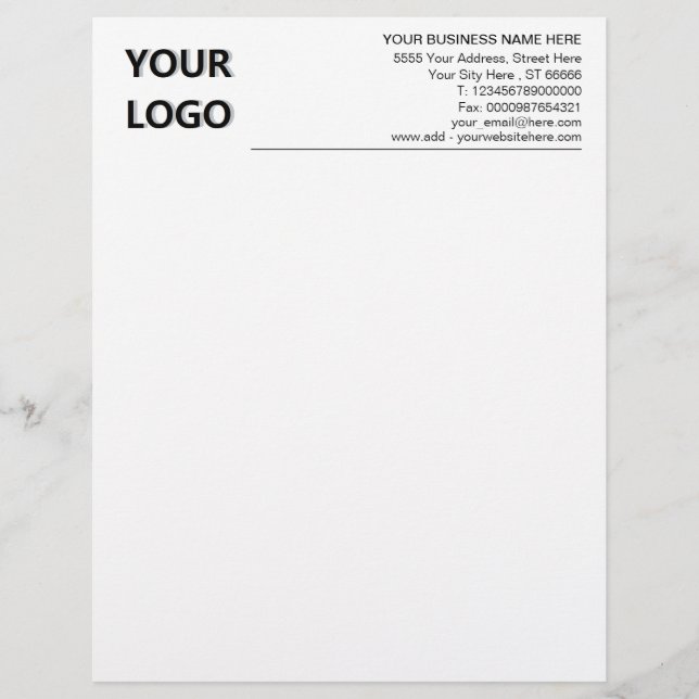 Business Logo Text Address Contact Info Letterhead (Front)