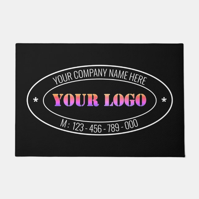 Business Logo Text Branded Office Doormat Template (Front)