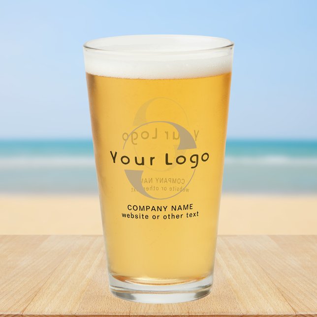 Business logo + text Clean minimal Company Beer Glass (Creator Uploaded)