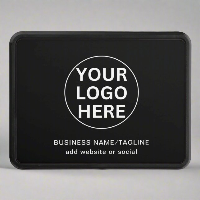 Business Logo & Text l Promotional Black & White Hitch Cover (Creator Uploaded)