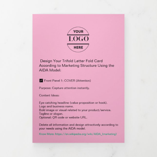 Business Logo & Text Modern Trifold Brochure (Cover)