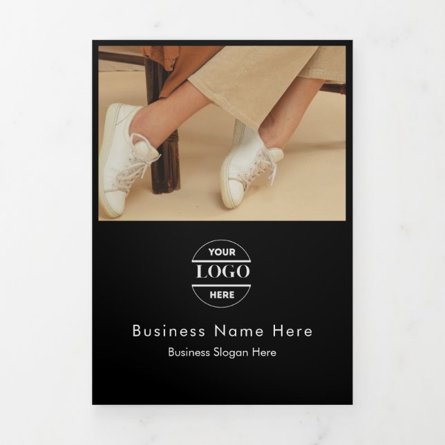 Business Logo & Text Modern Trifold Brochure (Cover)
