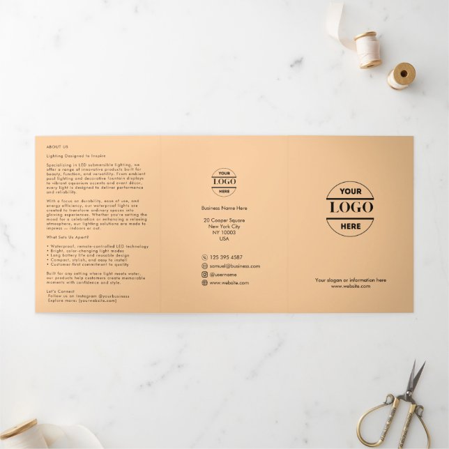 Business Logo & Text Modern Trifold Brochure (Outside)