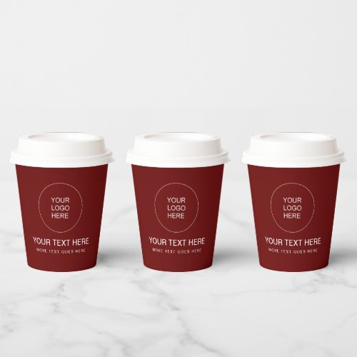 Business Logo Text Papercup With Lid Template Paper Cups