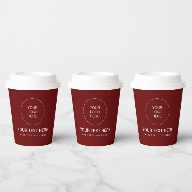 Business Logo Text Papercup With Lid Template Paper Cups (Multi)