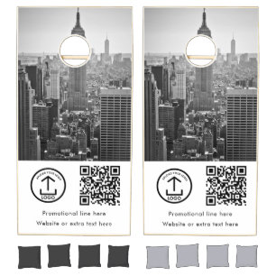 Business Logo Text Photo Promo QR Code Cornhole Set