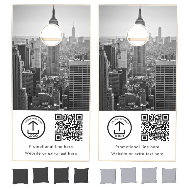Business Logo Text Photo Promo QR Code  Cornhole Set (Set)