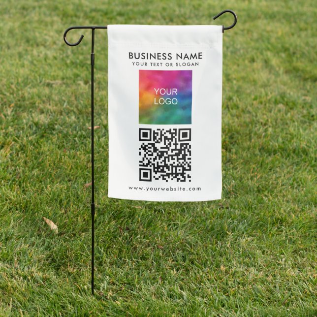 Business Logo Text QR Code Custom Template Best Garden Flag (In SItu)