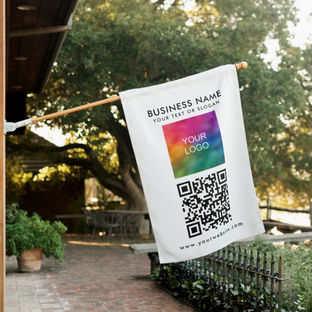 Business Logo Text QR Code Modern Template Best House Flag (In SItu)
