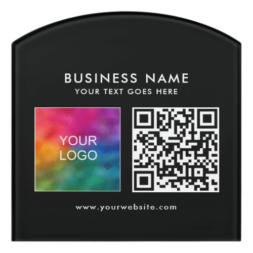 Business Logo Text QR Code Template Modern Custom Door Sign