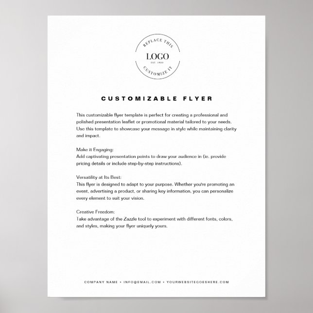 Business logo text website simple Custom Poster (Front)