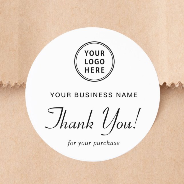Business Logo Thank You Classic Round Sticker (Creator Uploaded)