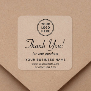 Business Logo Thank You Clear Square Sticker