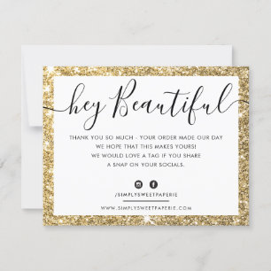 BUSINESS LOGO THANK YOU elegant black gold glitter