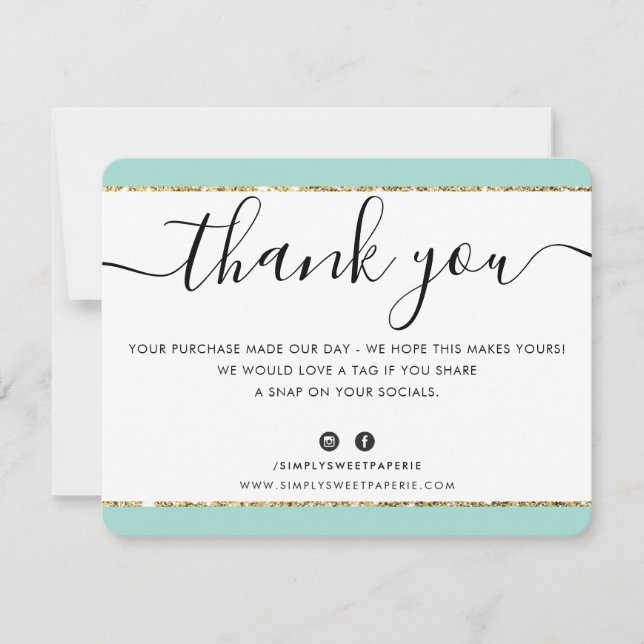 BUSINESS LOGO THANK YOU elegant pink gold glitter (Front)