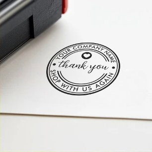 Business Logo Thank You Heart Symbol Self-inking Stamp