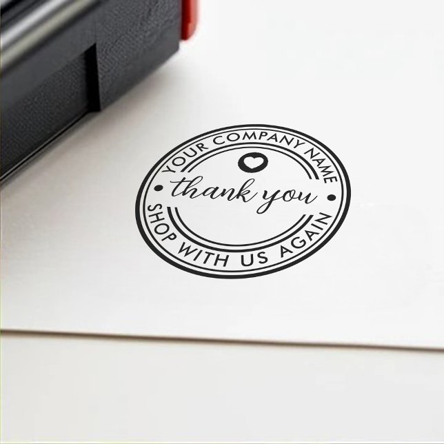 Business Logo Thank You Heart Symbol Self-inking Stamp (Creator Uploaded)